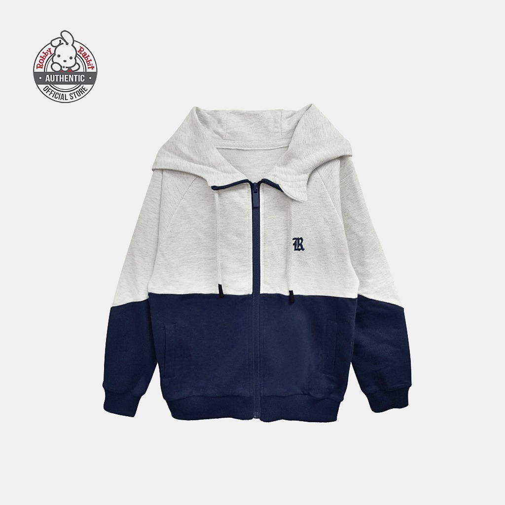 Robby Rabbit Track Team Jacket With Hood (Navy Blue/Heather Gray ...