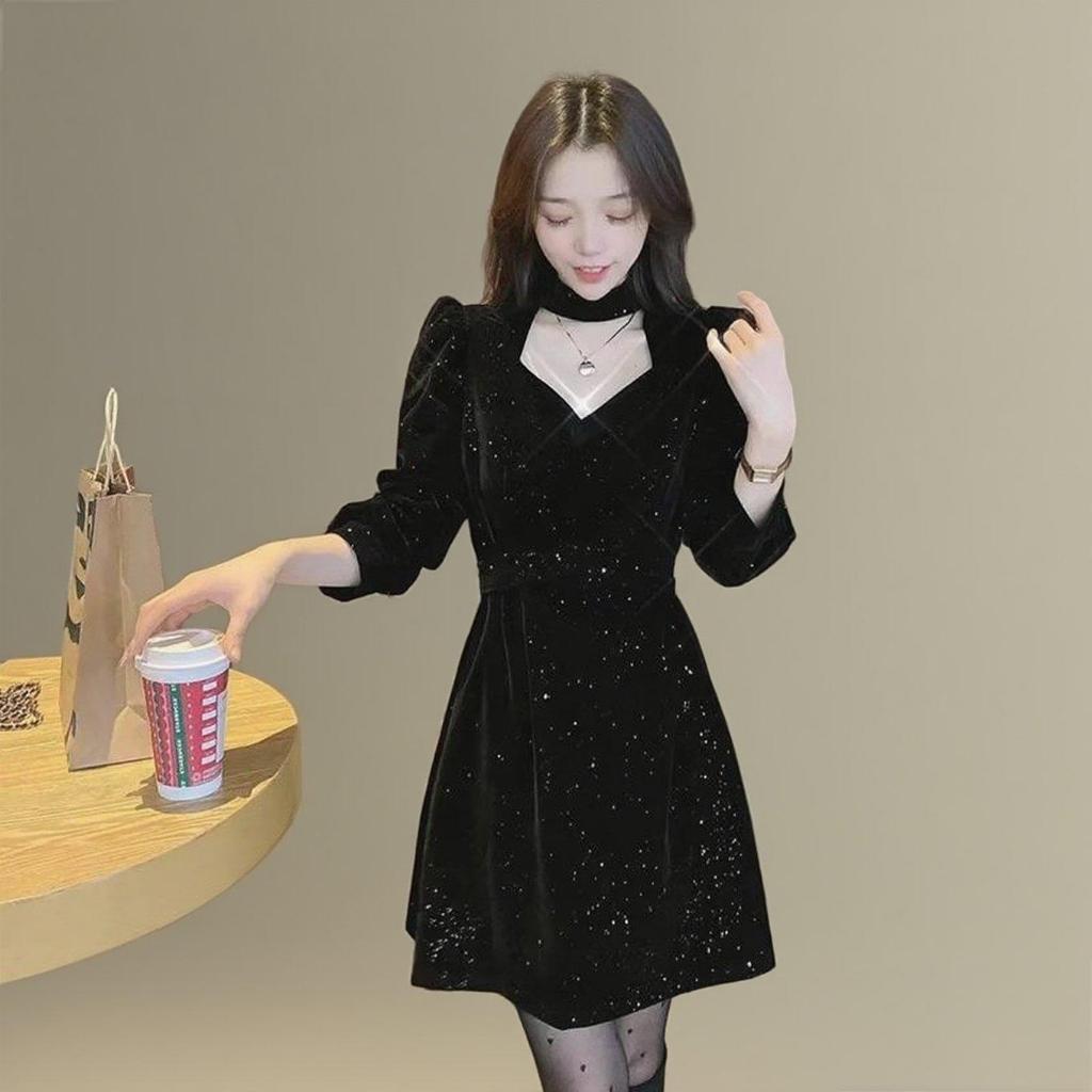 sachin and babi light blue dress Black Elegant Women's Off-Shoulder Long Sleeve Bow-Tie Decor Cocktail Dress main image 0