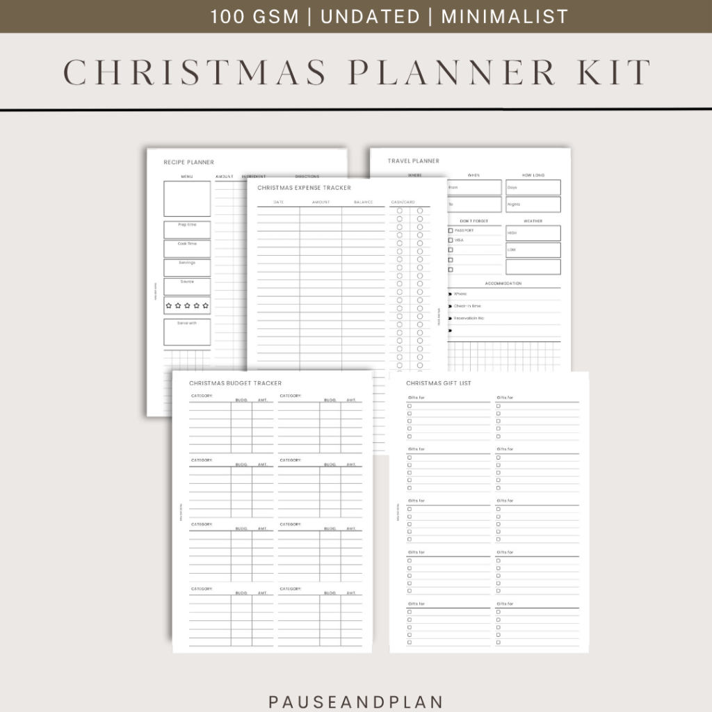 Christmas Planner Inserts | Holiday Task List, Gift Tracker, Budget ...