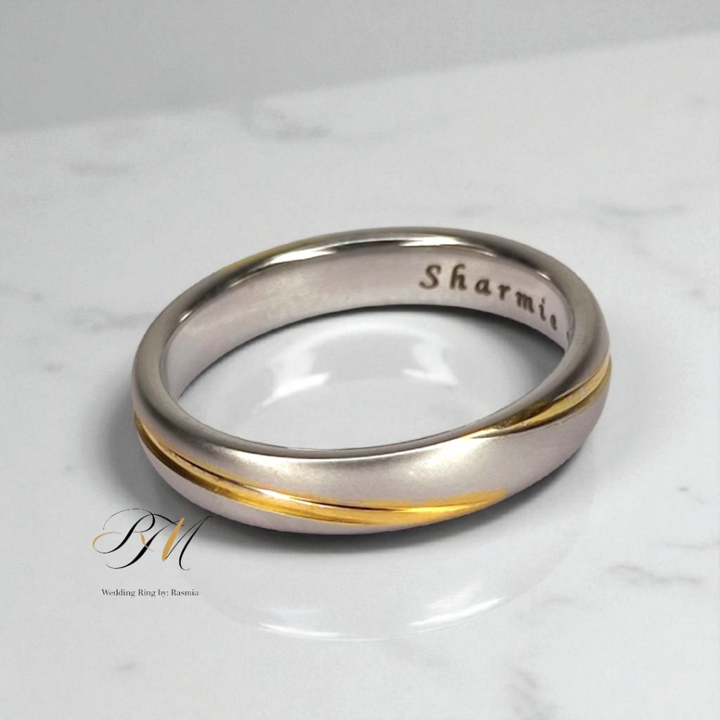 RM 1 Piece Single ring Matte two-tone with Free personalized Engraved ...