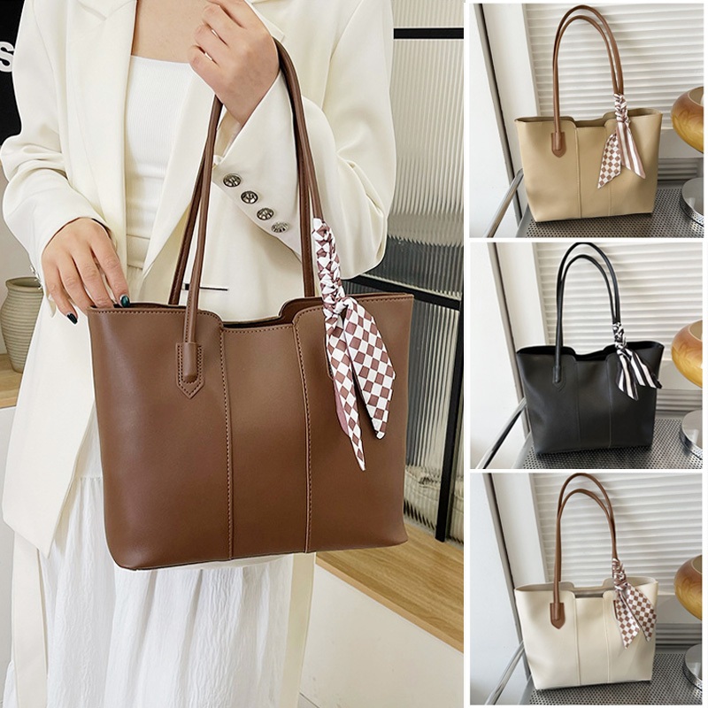 New Korean Fashion Casual Quality Leather Tote Bag With Zipper Shoulder ...