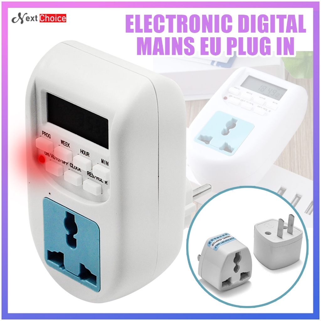 220V Multi-functional LCD Digital Timer EU Socket Timing Outlet With US ...