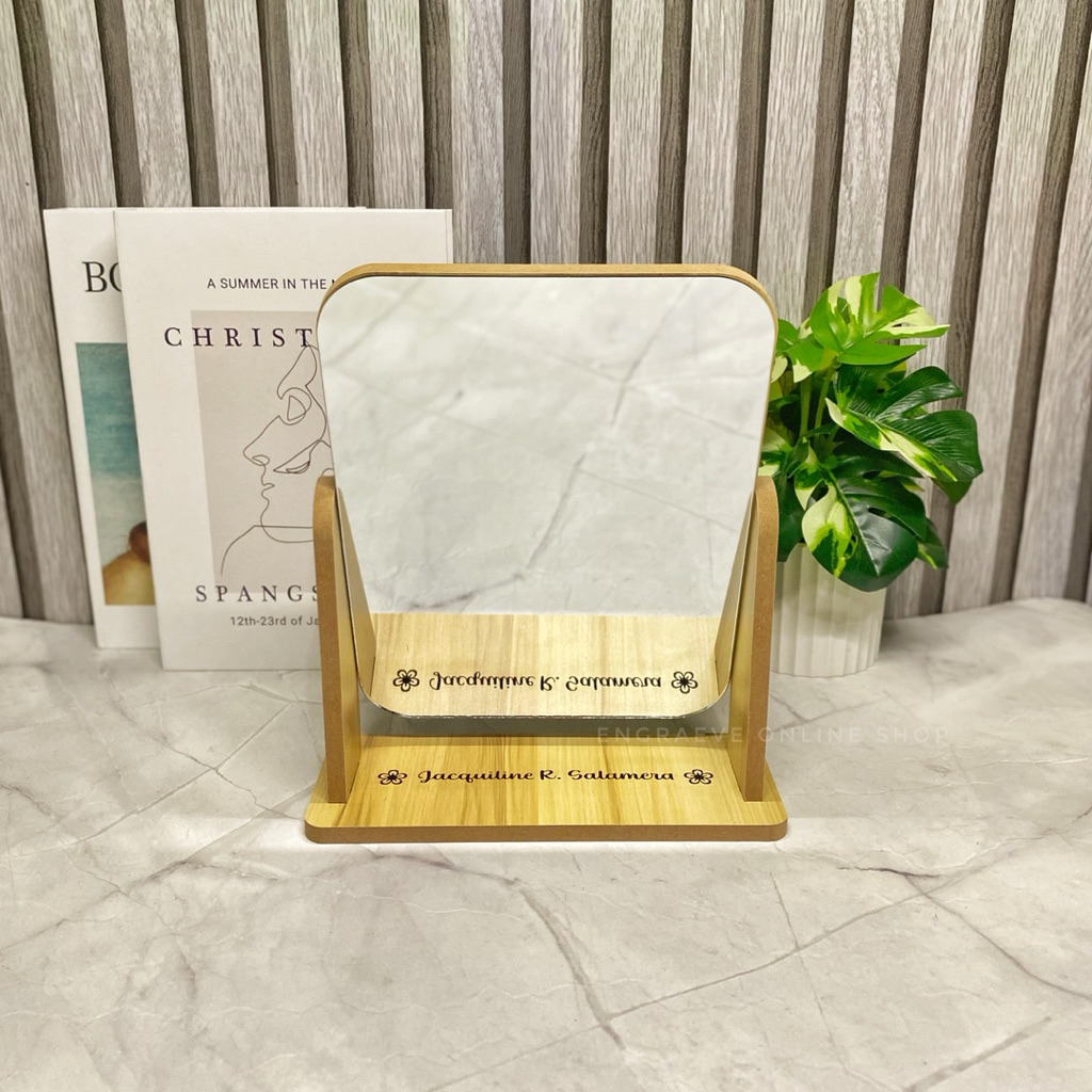 Personalized Laser Engraved Rotating Mirror | Custom Name and Design ...