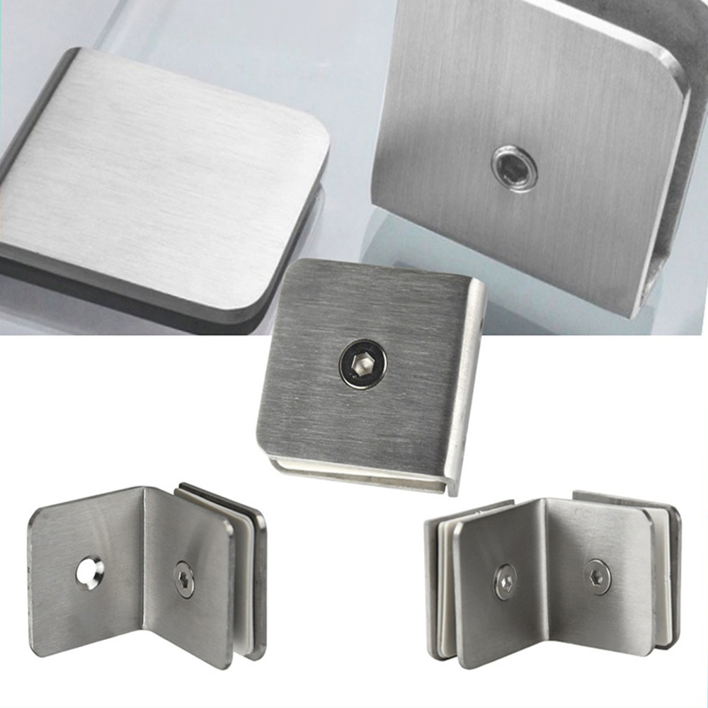 0/90° Square Stainless Glass Clamp Single Double Side Clip Glass ...