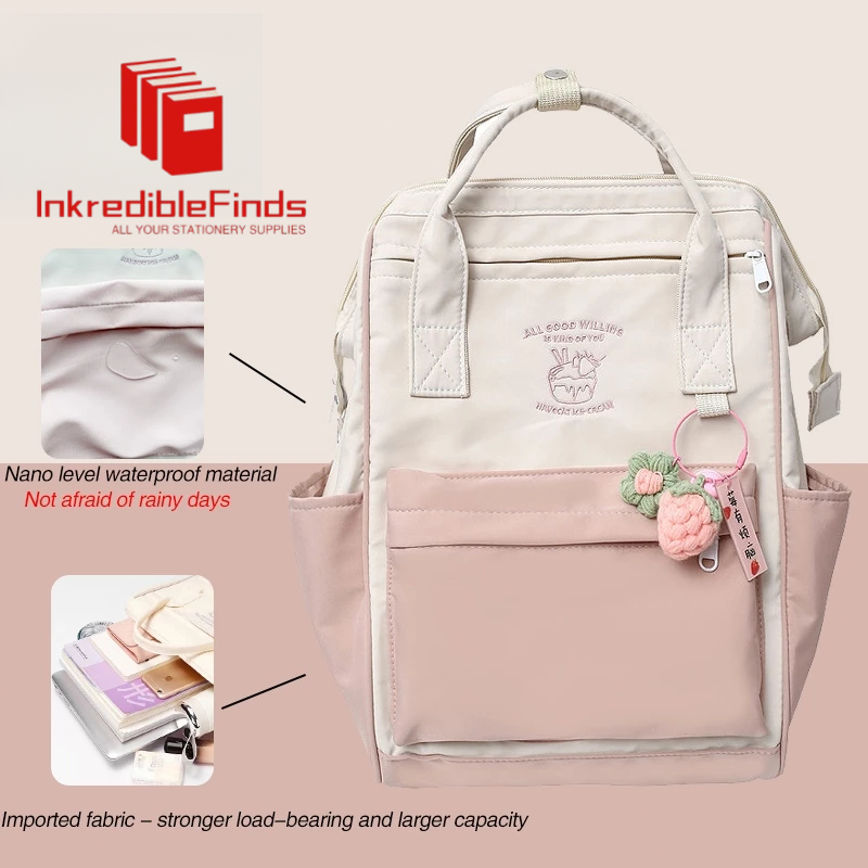 [INO]Original Korean backpack Women Makaron color schoolbag Large ...