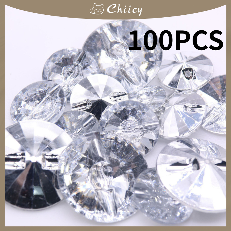 100Pcs 20mm Buttons Acrylic Crystal Diamond Button for Home Textile ...