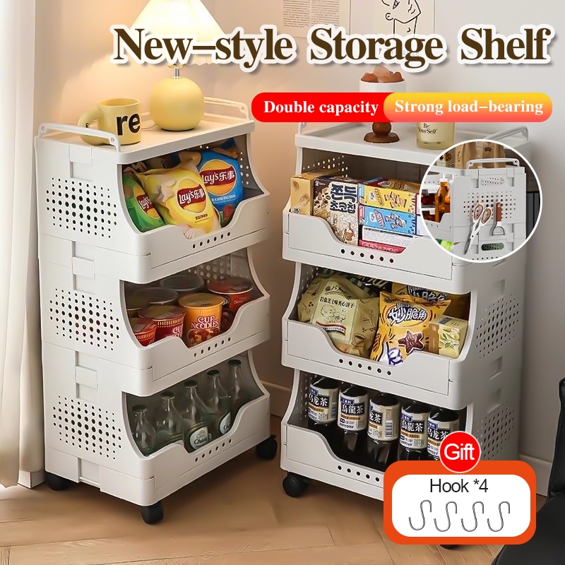 Foldable Storage Cabinet Plastic Drawer Kitchen Wardrobe Bath Storage ...