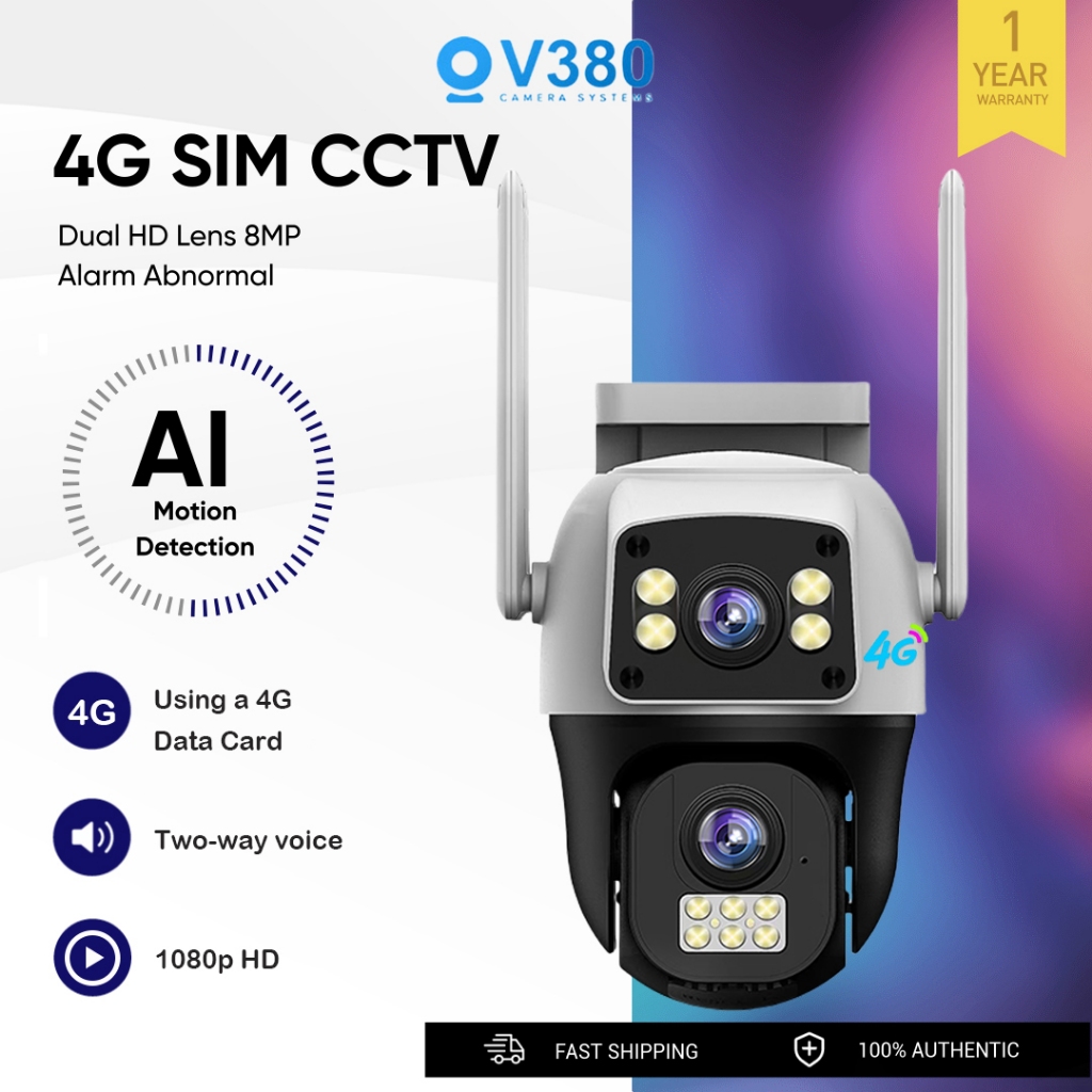 V380 Pro 8MP 4G SIM CCTV Outdoor IP66 Waterproof WIFI connect to phone ...