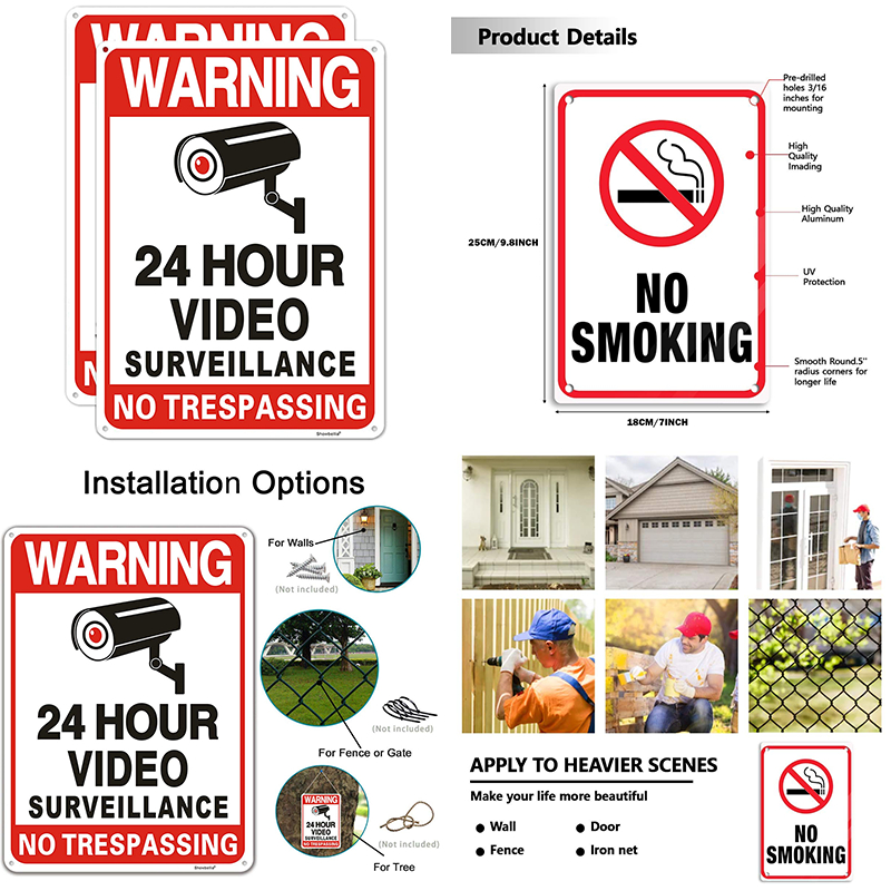 Waterproof Safety Signage Signage Aluminum Fire Signs Monitoring ...