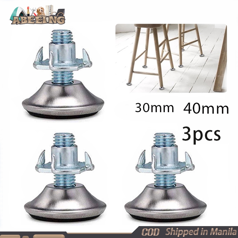 3PCS Adjustable Furniture Leveling Feet M8 Threaded Legs 40mm Height ...