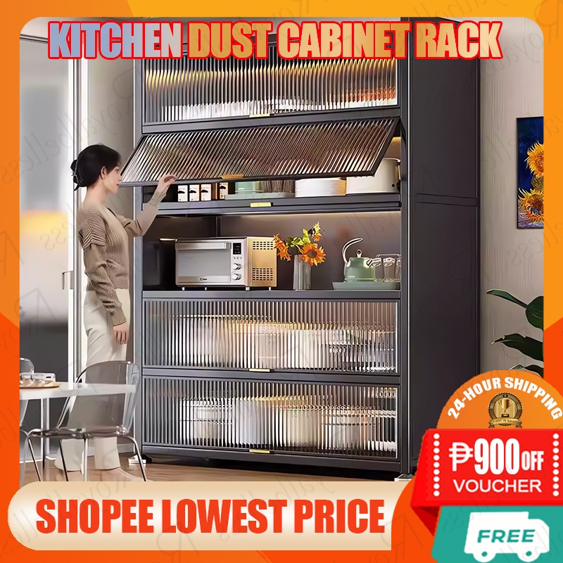 Kitchen Rack Dustproof Storage Cabinet Multi-Function Rack Carbon Steel ...