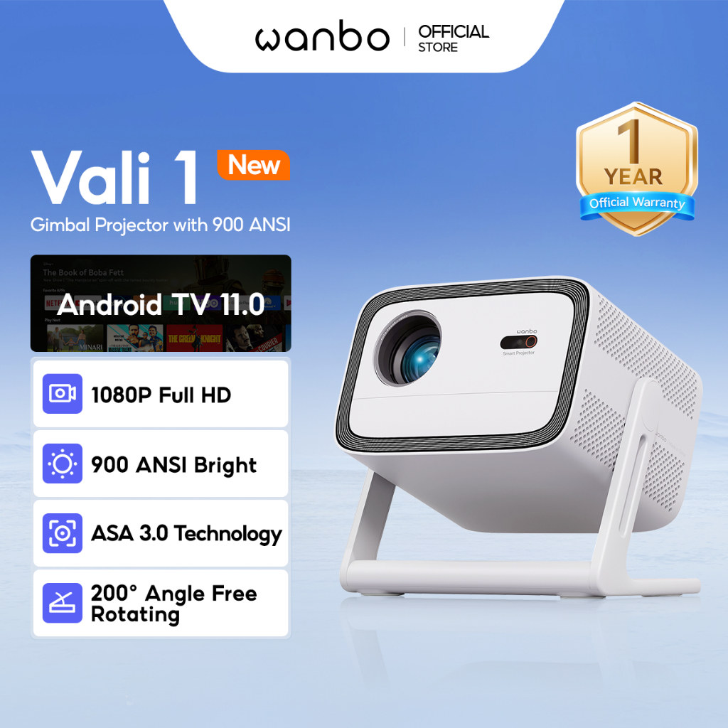 [NEW] Wanbo Vali 1 Gimbal Projector Free 200° Angle 1080P Full HD ...