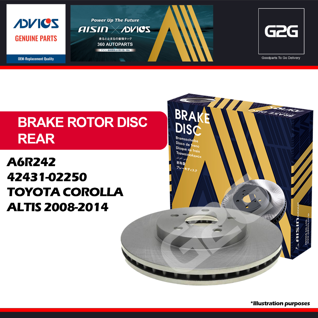 Rotor Disc Advics A6R242 / 42431-02250 Toyota Corolla Altis 2008-2014 ...