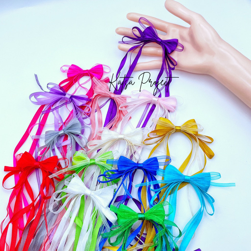 TwinkleTails Ribbon clip satin ribbbon with sheer organza | Shopee ...