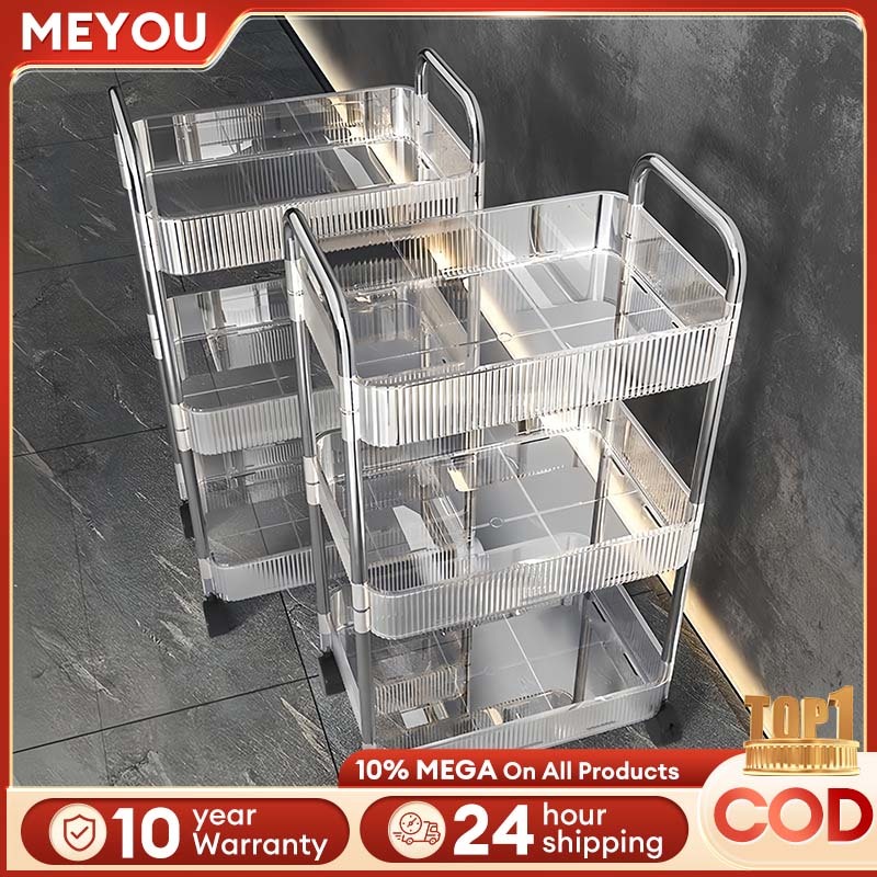 Transparent Trolley Cart Organizer Rack Bathroom Organizer Rack Moving ...