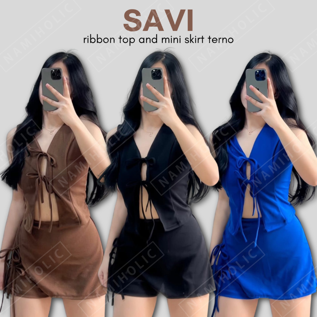 Namiholic Savi Ribbon Top and Mini Skort Terno I Crepe Fabric I XS to ...