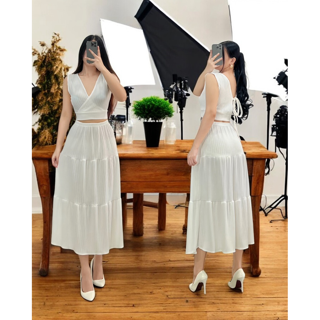 MAXINE Coordinates Set, Tie Top & Flare Maxi Skirt, Chic Summer Women's ...