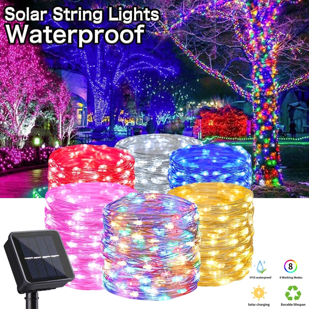 Solar Christmas Lights Outdoor Waterproof 8 Modes lighting Lights Party ...