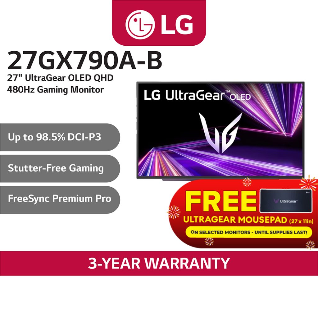 LG 27GX790A-B 27" Ultragear OLED Gaming Monitor QHD 1440p 480Hz, 0.03ms ...