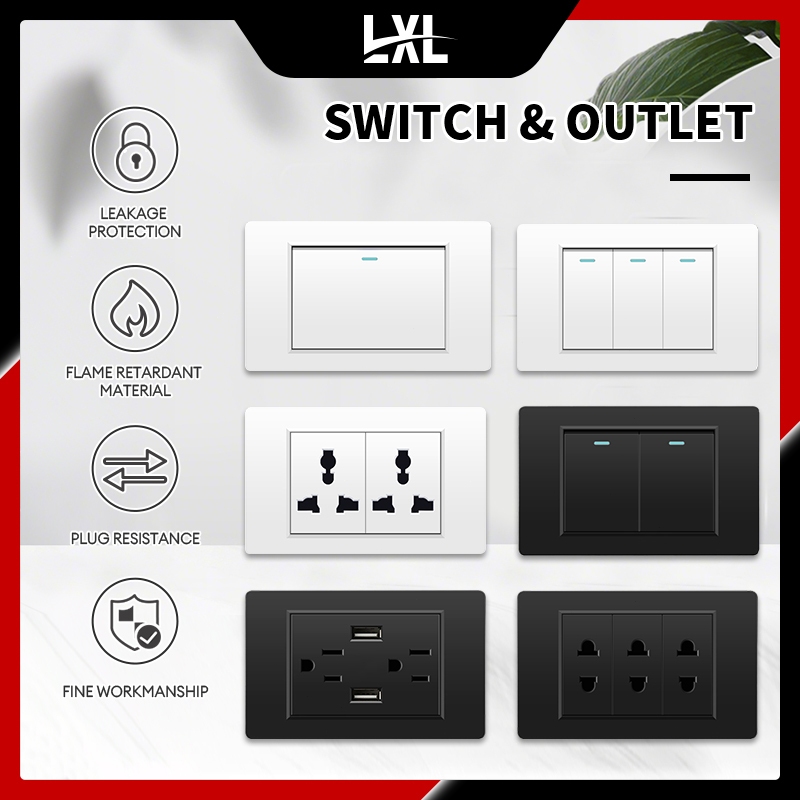 LXL Outlet Socket Switch Universal Socket Wall Outlet Modern Electrical ...