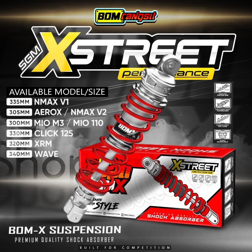 BOMRANGSIT XStreet Suspension Premium Quality Shock Absorber NMAX,AEROX ...