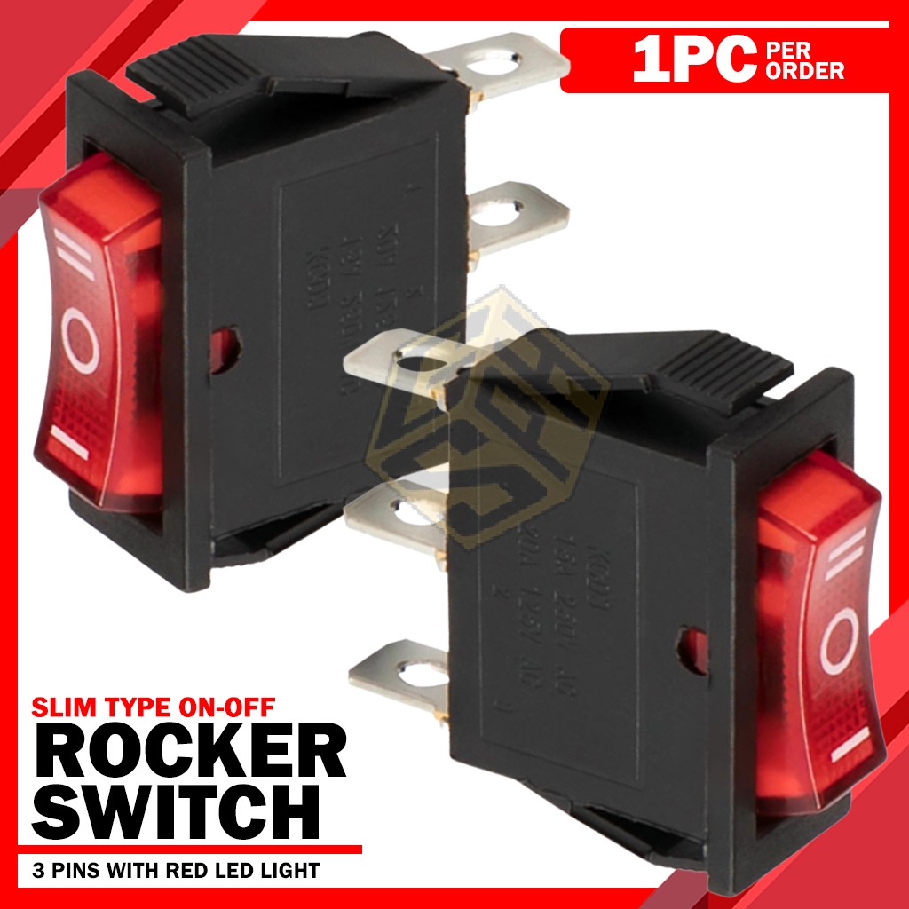 GS 3-Pin Slim Rocker Switch 20A 12V 250V – ON/OFF Seesaw Toggle for DIY ...