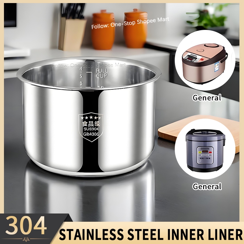 A304 Stainless Steel Rice Cooker Inner Pot 2L/3L/4L/5L/6L Food Grade ...