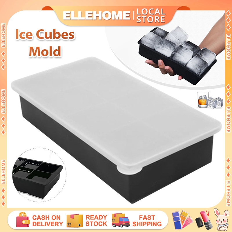 Ice Cubes Mold 8 Grid Reusable Silicone Ice Cube Tray Square Ice Cube ...