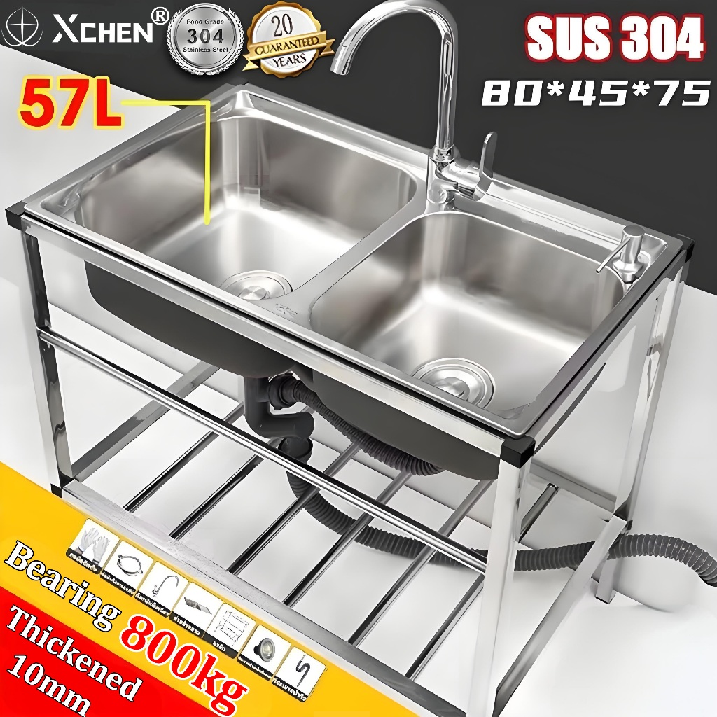 【Damage Coverage ]304 kitchen sink lababo Embedded Installation-free ...
