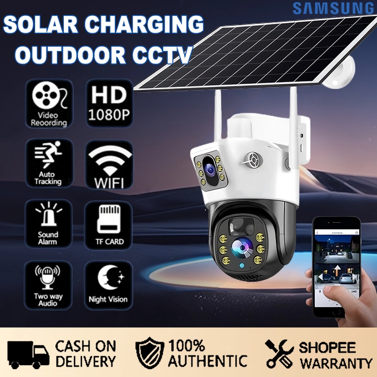 BUY 1 TAKE 1 V380 Pro 2K Dual Lens Solar CCTV Camera Outdoor With Wifi ...