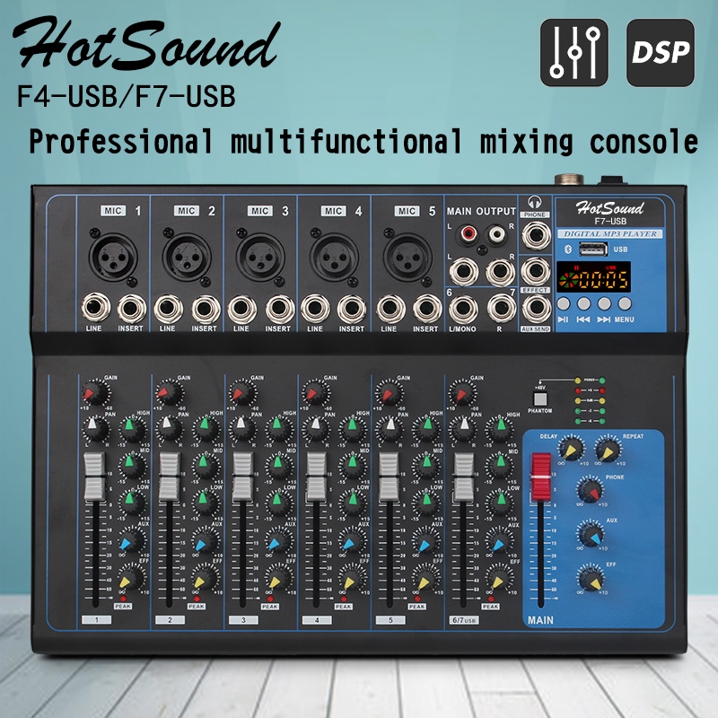 HotSound F7/F4 USB professional mixer 7-channel built-in na EQ 16DSP ...