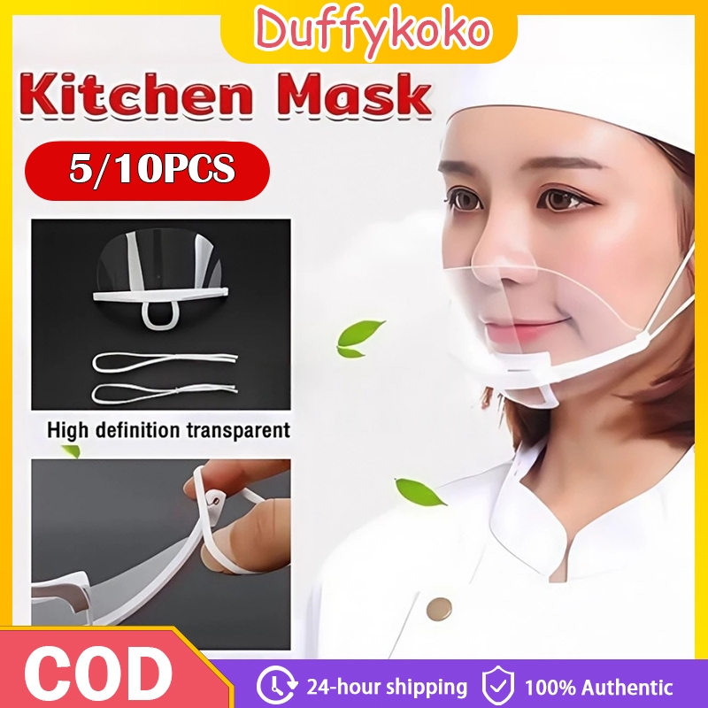 5/10pcs Food Sanitary Mouth Mask Cooking Guard Reusable Shield Clear ...