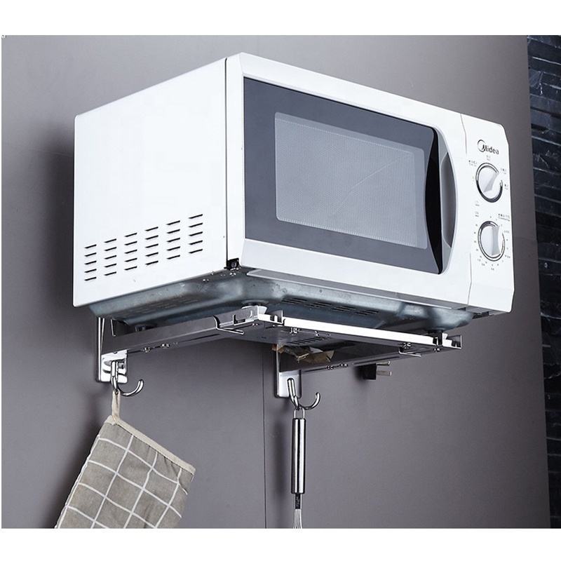 【In Stock】Stainless Steel Microwave Oven Hanging Rack Adjustable Wall ...