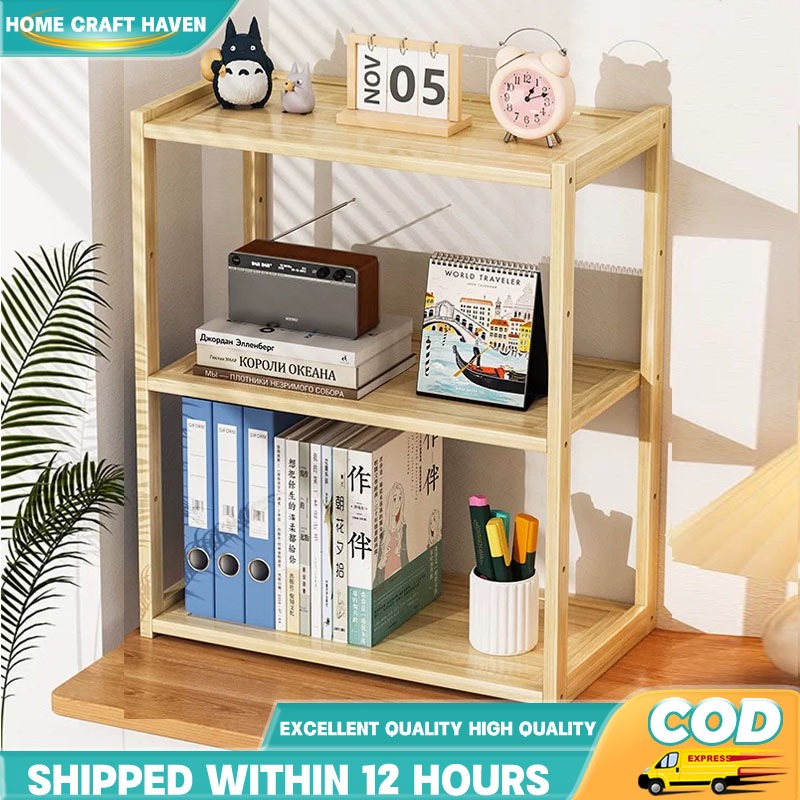 Bamboo Desktop Rack Multilayer Storage Small Book Storage Rack Suitable ...