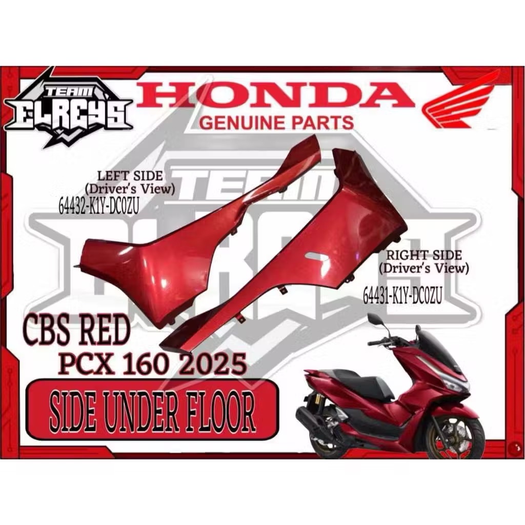 STOCK SIDE UNDER COVER ( CBS GLOSSY RED ) FOR PCX 160 2025 MODEL ...