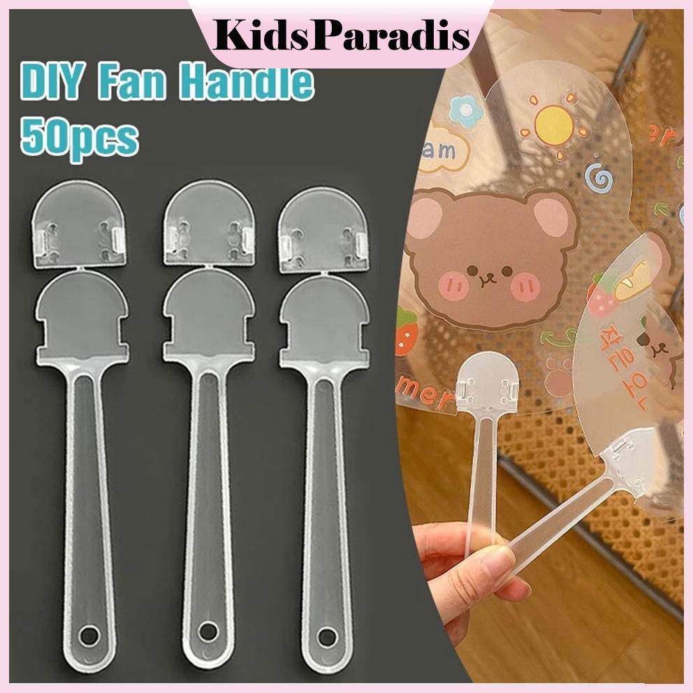 50pcs DIY Transparent Plastic Advertising Fan Handle DIY Craft ...