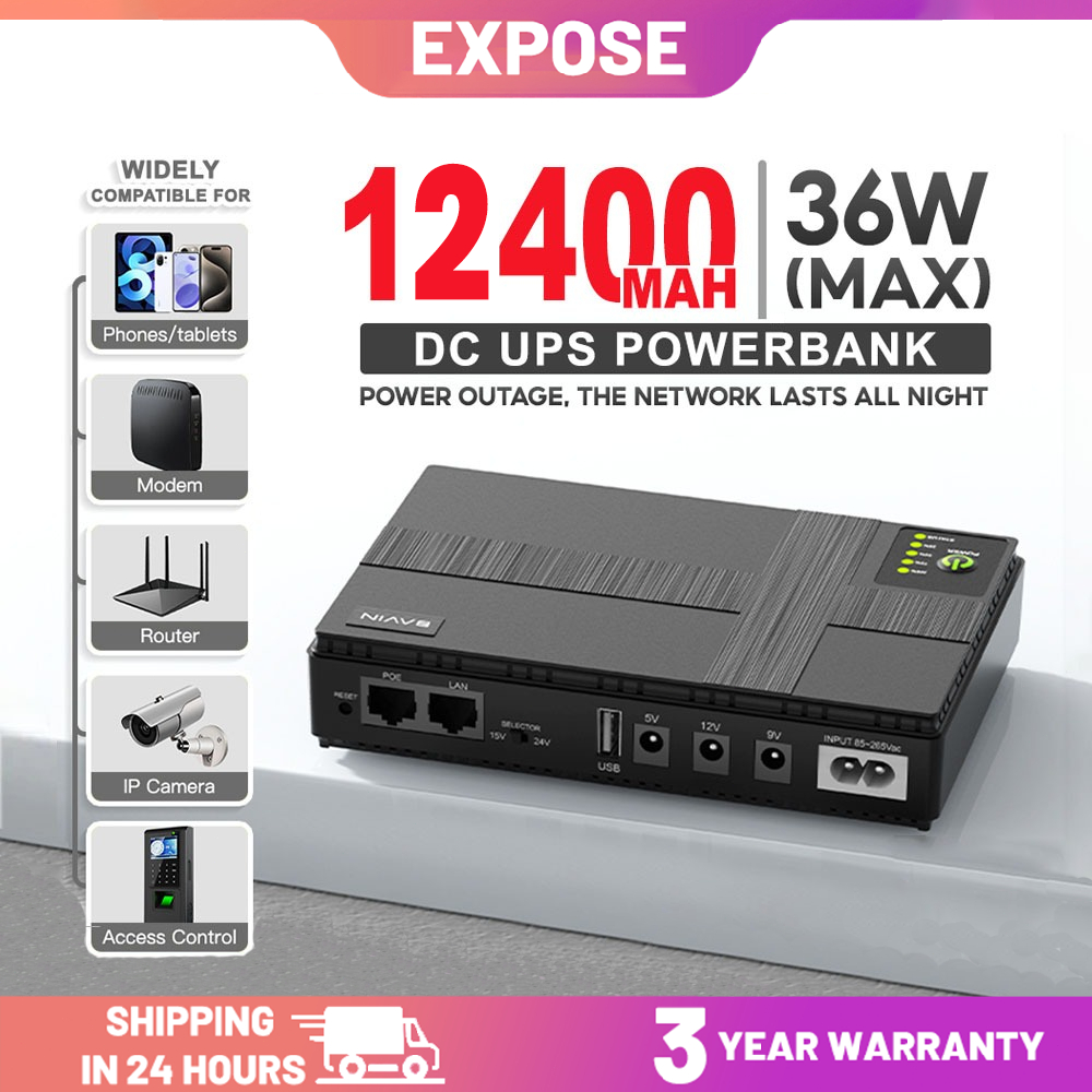 Expose CCTV UPS Power Supply for wifi Router modem powerbank backup  Security Camera battery DC power
