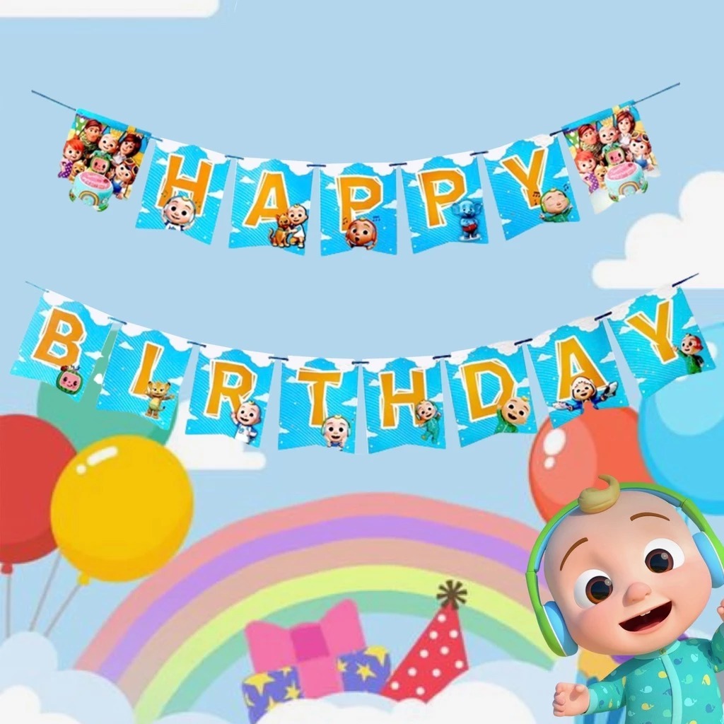 Cocomelon Banner 15 pcs Cocomelon Happy Birthday Banner Cocomelon Theme