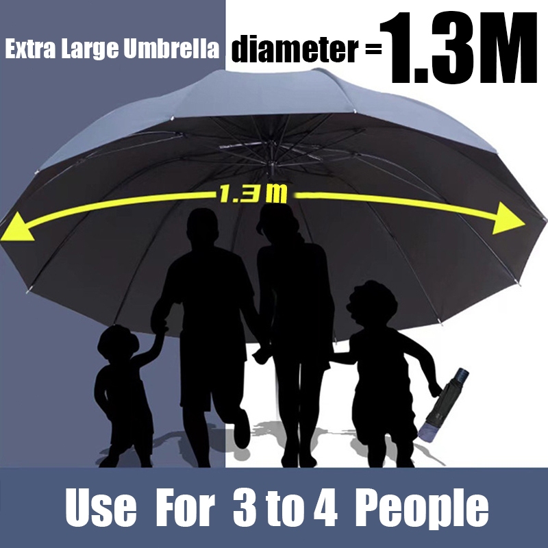 Large Folding Umbrella  Windproof Anti-UV  12 Ribs 130cm Large Umbrella | Shopee Philippines