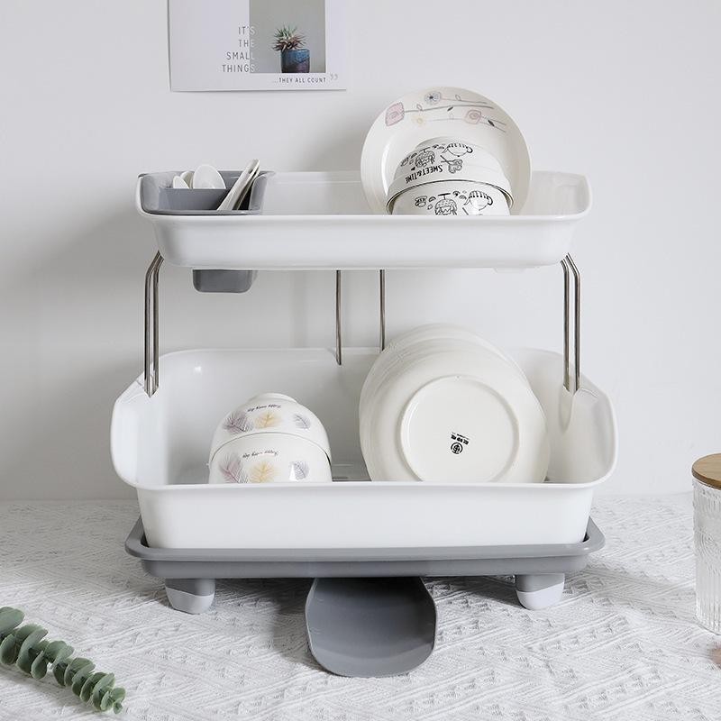 Dish drain rack cutlery rack double layer dish rack countertop dish ...