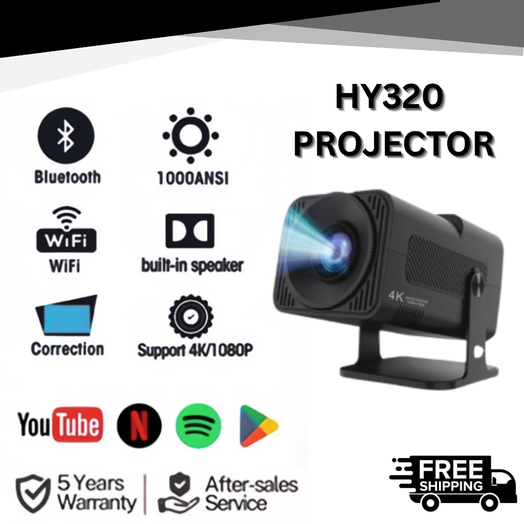 HY320 Mini Android 11 Projector – 1080P Full HD, 4K Support, Dual-Band ...