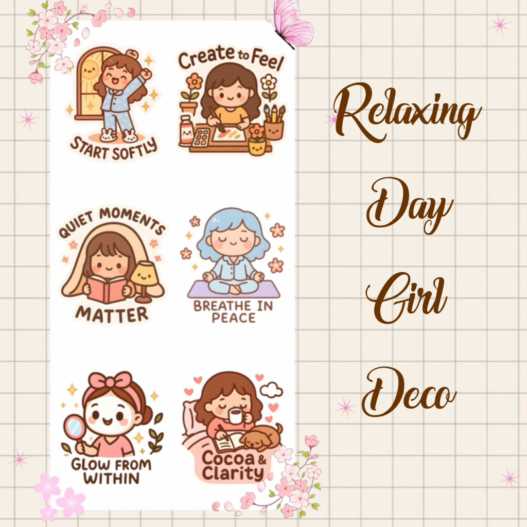 Kawaii Girl Relaxing Day Sticker Pack Die-cut | Shopee Philippines
