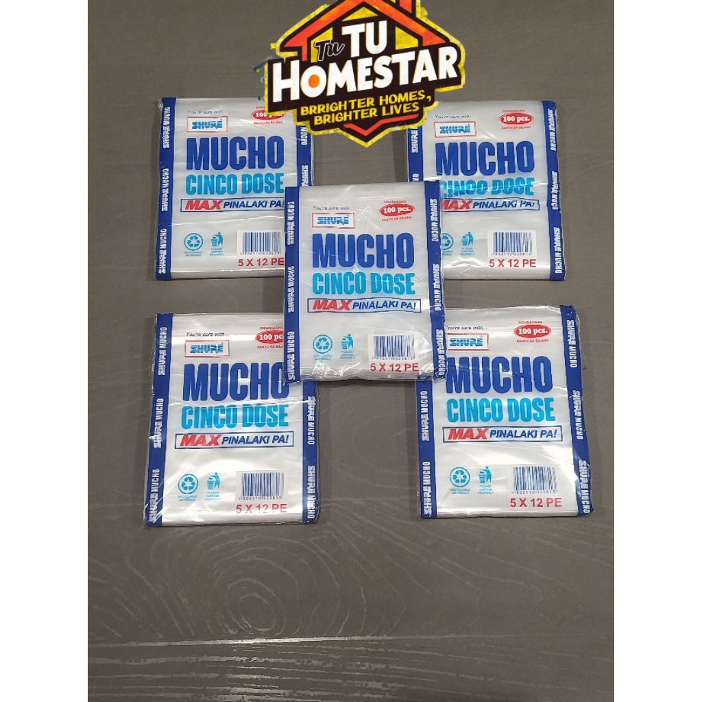 [5 PACKS] SHURE MUCHO 5x12 CINCO DOSE ICE PLASTIC BAG (500PCS) | Shopee ...