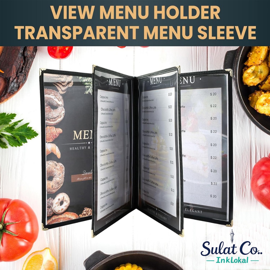 【Sulat Co..】A4 Menu Cover Cook Book Transparent Holder 2/4/6/8 Page ...