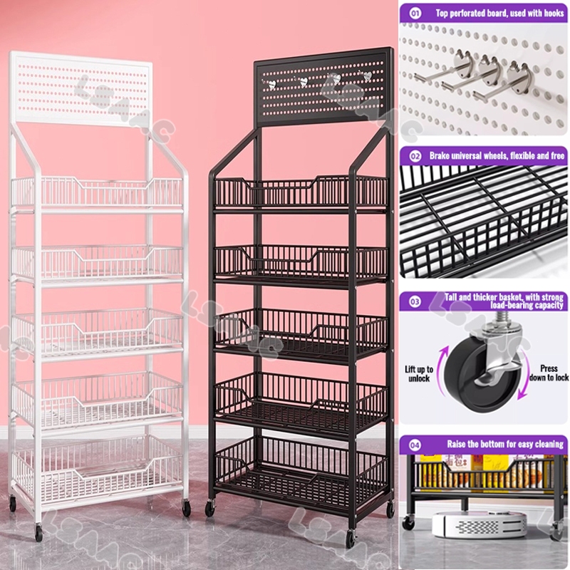 convenience store multi-layered shelf Grocery Rack 5 Layers Display ...