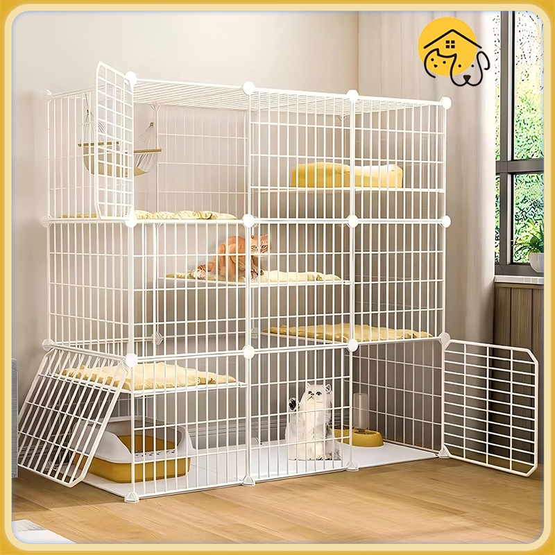 DIY Foldable 2-3 layers Cat Cage Stackable Fence Dog Cat Rabbit Cage ...