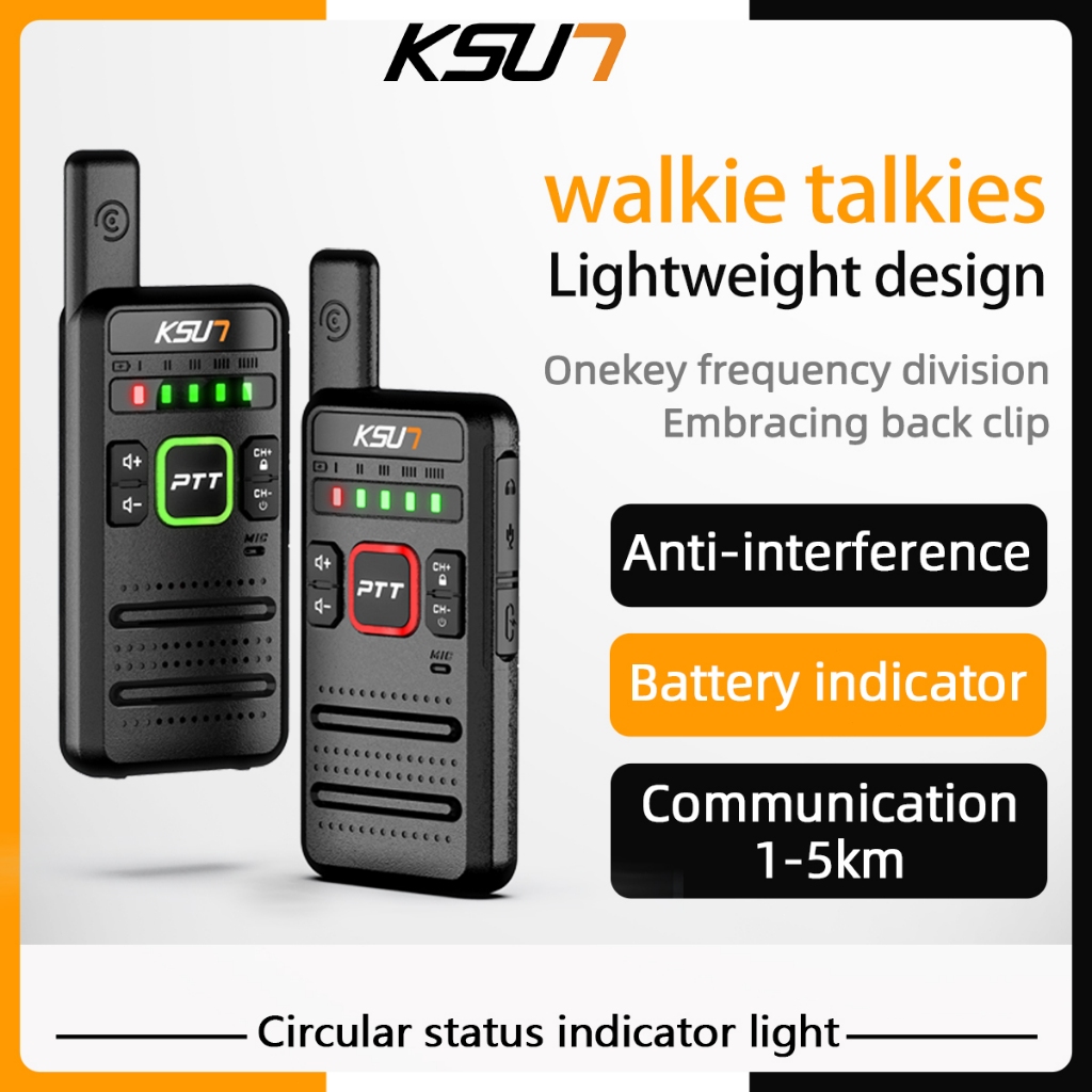 KSUN 2PCS Walkie Talkie M10 Long Range 5KM MINI Two Way Radio for ...