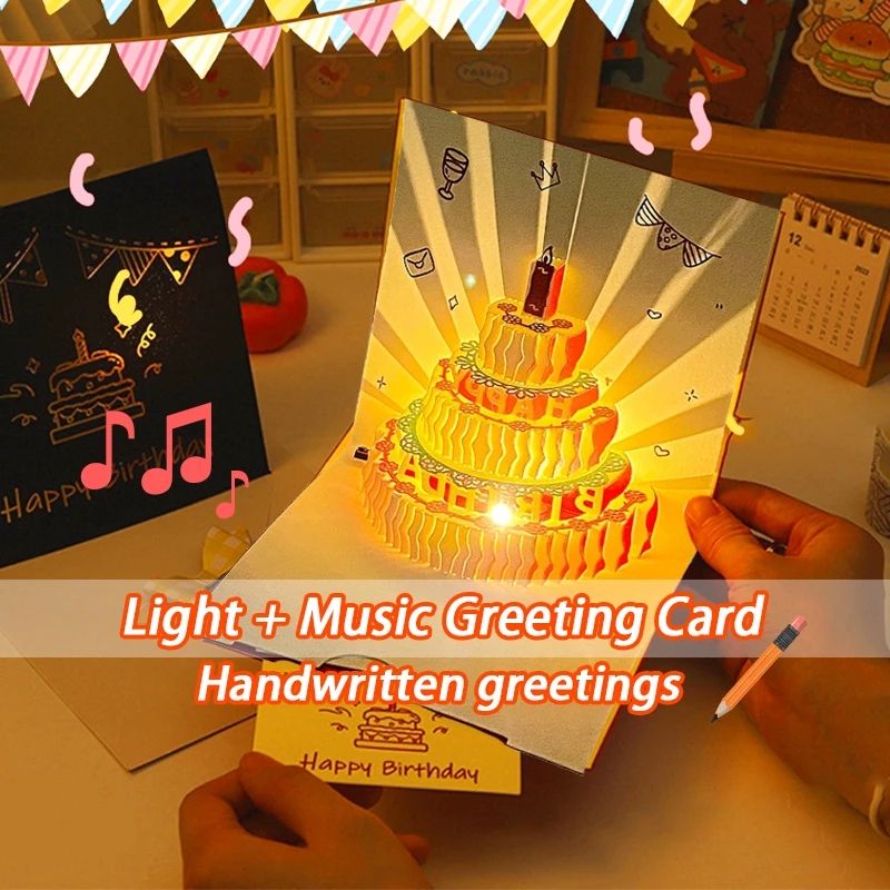 Birthday Card Cake 3D Happy Birthday Card With Music And Light Birthday ...