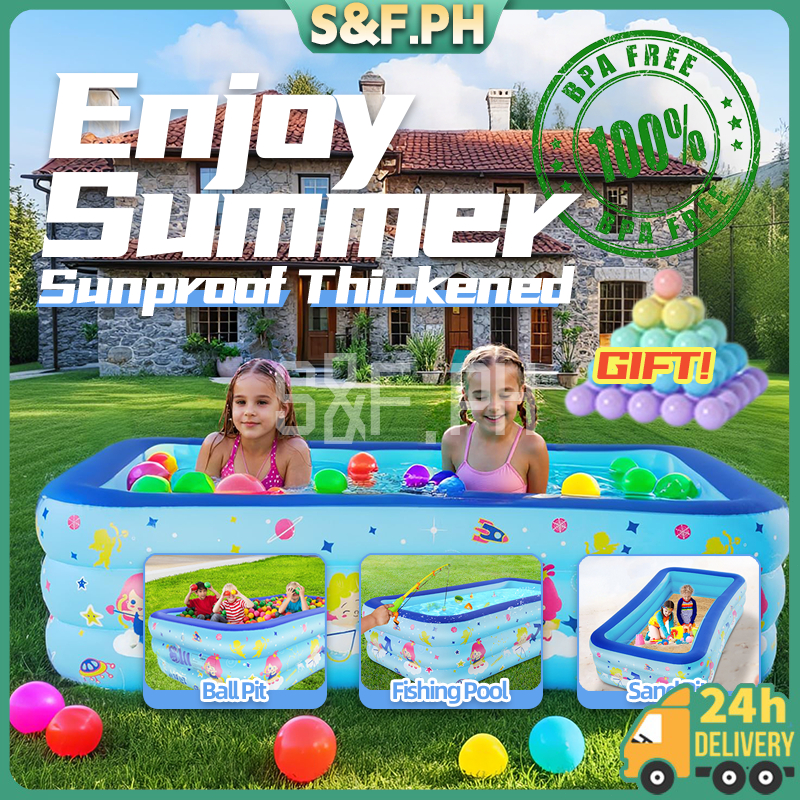 S&F Swimming Pool Adult/Kids Inflatable Rectangular Water Toys ...