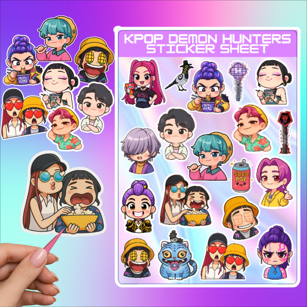 Kpop Demon Hunters Chibi Vinyl Waterproof Sticker Sheet | Shopee ...